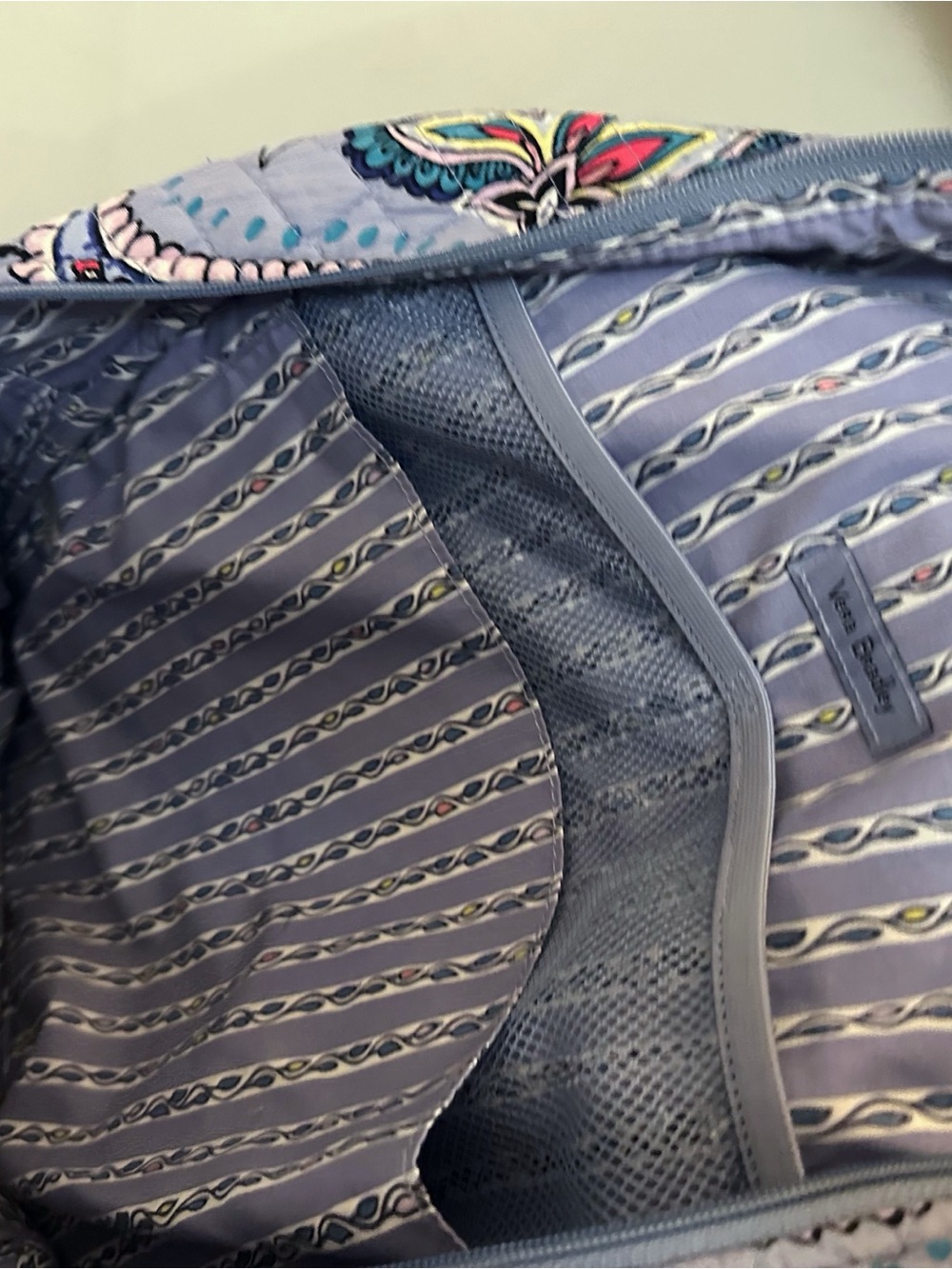 Vera Bradley Quilted Paisley Light Blue Purple Backpack Granola School Baby Bag - Picture 14 of 15